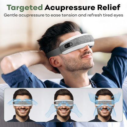 Eye Massager with Heating, Head Massager, Adjustable Head Strap