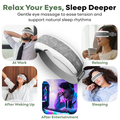 Eye Massager with Heating, Head Massager, Adjustable Head Strap